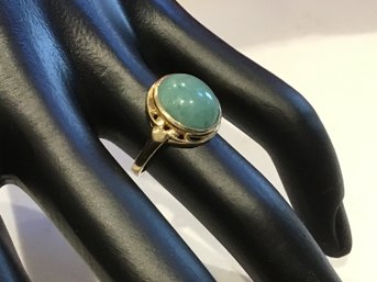 14k Gold Jade Ring Size 7