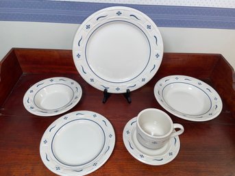 48 Piece Longaberger Pottery Dining Dish Set For 8 Woven Traditions Classic Blue No Chips