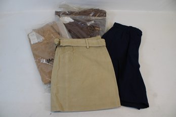 Mixed Lot Of Four New Size 5 & 6 Leather Pants, Shorts And Leather Skirt