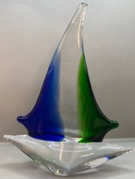 Murano Style Art Glass Sailboat