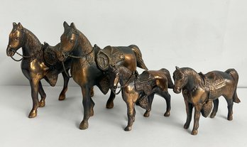 4 Metal Horse Figures