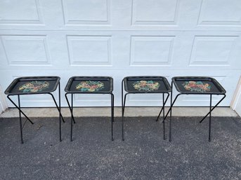 Set Of 4 Crestline Metal TV Trays