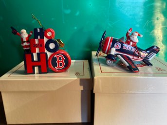 Boston Red Sox MLB Ornaments - Airplane And Ho Ho Ho