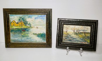 Two Signed Doris Jenney Oil Paintings New England's Beauty- Listed Artist & Wife Of Pulp Artist Robert Jenney