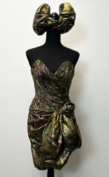 A Silk Cocktail Dress And Matching Headpiece By Abby Fredelle