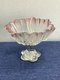Floral Glass Pedestal Bowl