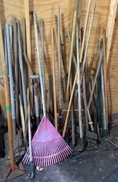 Large Pile Of Shovels, Rakes And More
