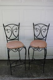 Pair Of Wrought Iron Pub Chairs