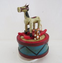 Rocking Horse On Drum Music Box - Working