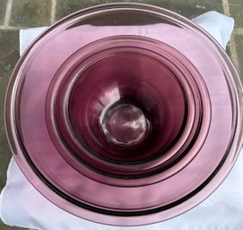 Vintage Set Of 3  Amethyst Pyrex Mixing Bowl Set 322, 323, 326 ( READ Description)