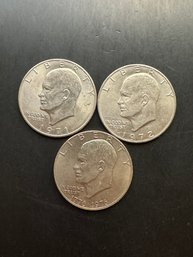 3 Eisenhower Dollars 1971, 1972, 1976