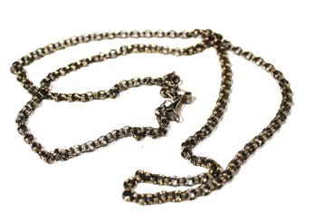 Fine 28' Long Antique Mexican Sterling Silver Fine Chain Necklace
