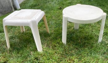2 Small White Out Door Table