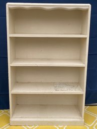 Stately Solid Wood Howland Bookcase Painted White W/ Scalloped Trim