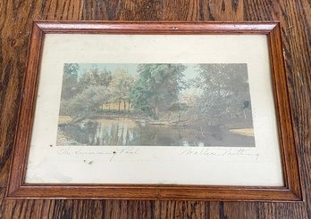 An Antique Hand Tinted Photograph Signed Wallace Nutting 'The Swimming Pool'