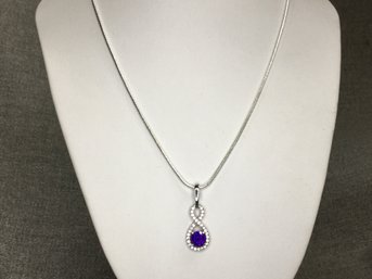 Gorgeous Brand New - Sterling Silver / 925 With Deep Color Amethyst - Very Pretty Piece - New Never Worn !