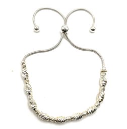 Beautiful Sterling Silver Beaded Pull Closure Bracelet