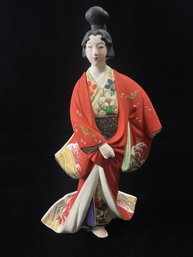 Lefton China Hakata Doll In Red Kimono