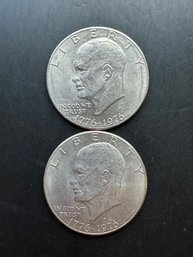 2 Eisenhower Dollars 1976, 1976-D