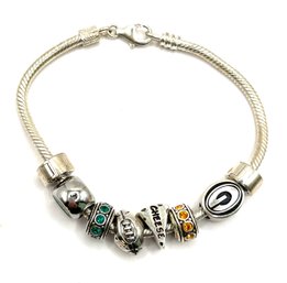 Sterling Silver Chamilia Charms Green Bay Packers Themed Bracelet