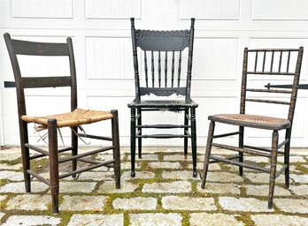 A Trio Of Antique Painted Wood Side Chairs - Various Styles