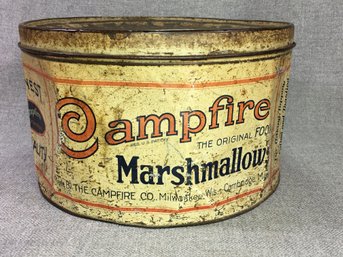 Great Vintage Antique Campfire Marshmallow Tin - AMAZING PATINA - Love The Amount Of Wear - GREAT PIECE !