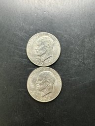 2 Eisenhower Dollars 1977-D, 1978-D