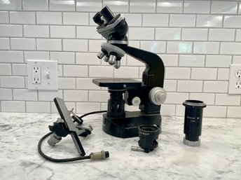 Vintage Nikon Microscope 83373/76018 With Three Objective Lenses, Made In Japan