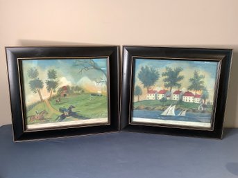 Homes By Ocean And Horse Print Lot Of 2