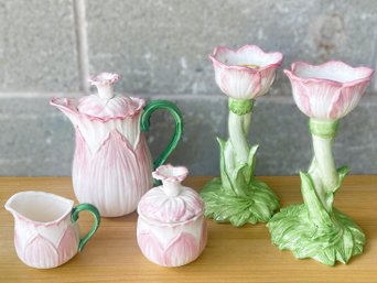 Taste Seller By Sigma Tea Pot, Creamer And Sugar-Unmarked Candle Holders
