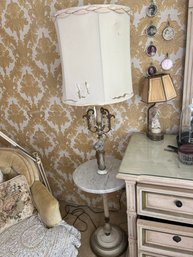 Victorian Style Vintage Marble End Table-Floor Lamp In One