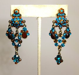 Pair Contemporary Rhinestone Drop Fancy Pierced Earrings