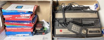 A MATTELL ELECTRONICS INTELLIVISION WITH GAMES AND SOME ACCESSORIES