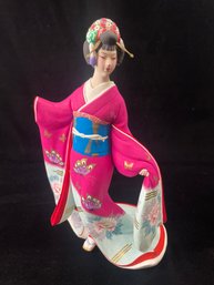 Lefton China Hakata Doll In Pink Kimono