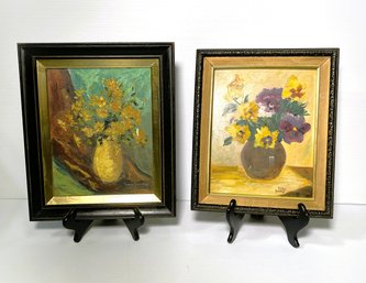 Pair Of Signed Doris Jenney Still Life Oil Paintings- Listed Artist And Wife Of Pulp Artist Robert Jenney