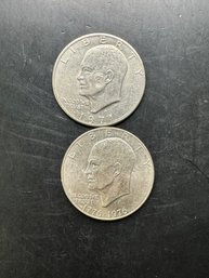 2 Eisenhower Dollars 1971-D, 1976