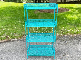 A Pierced Metal Etagere - Bright Blue Just In Time For Summer!