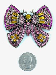 Huge Rhinestone Encrusted Butterfly Brooch