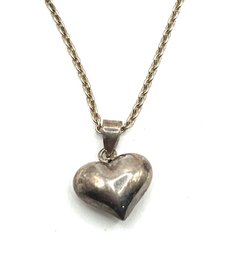 Vintage Italian Sterling Silver Chain With Bubble Heart Pendant