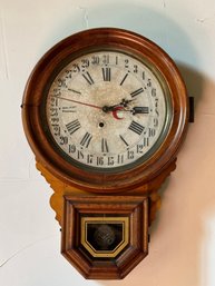 19th C Regulator Calendar Wall Clock