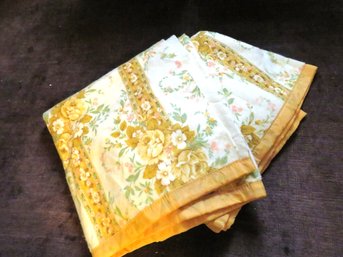 Vintage Yellow Stripe And Floral Blanket