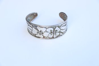 Sterling Silver Flower Cuff Bracelet