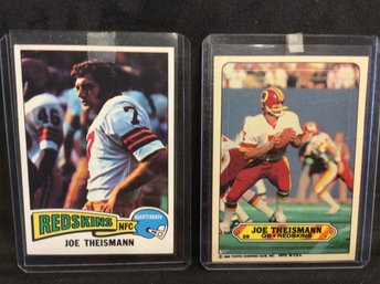 1975 Topps Joe Theismann Rookie & 1983 Topps Theisman Sticker - M