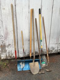 Garden Tools, Pitch Fork, Shovels, Hoes