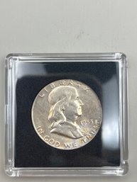 Beautiful 1953-D Benjamin Franklin Silver Half Dollar In Plastic Case