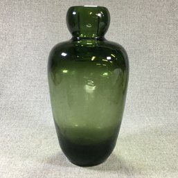 Fantastic Art Glass Vase - Legras ? - High Quality - Deep Green Color - Large Art Glass Bottle Vase - WOW !