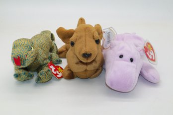 1993 Happy, 1995 Weenie, 1999 Scaly TY Beanie Babies