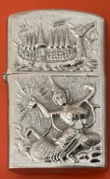 Vintage Royal Siam Embossed Silver Lighter