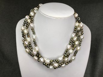 Fabulous $750 Extra Long (64') Beehive & Tahitian Seed Pearl Necklace - Very Pretty Piece - Lord & Taylor