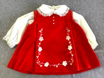 Vintage Red And White Baby Outfit